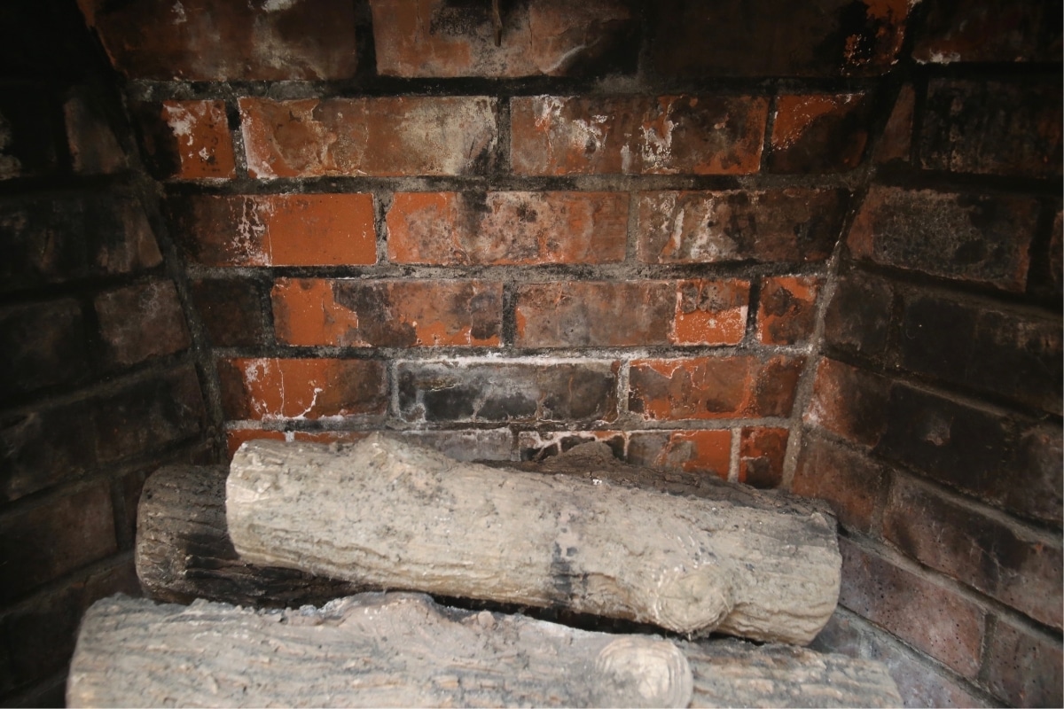 clean brick fireplace