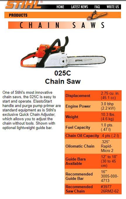 STIHL Chainsaws, Features & Specifications