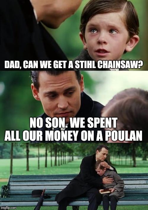 poulan chainsaw meme