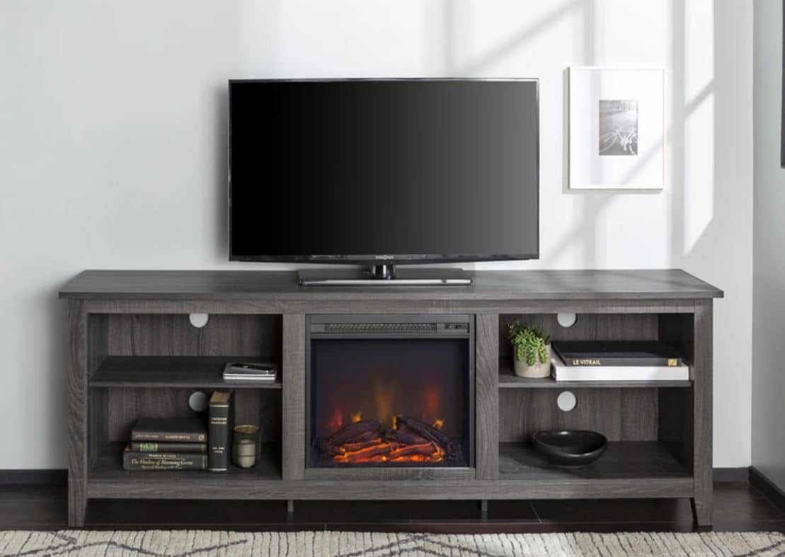 walker edison tv stand with electric fireplace