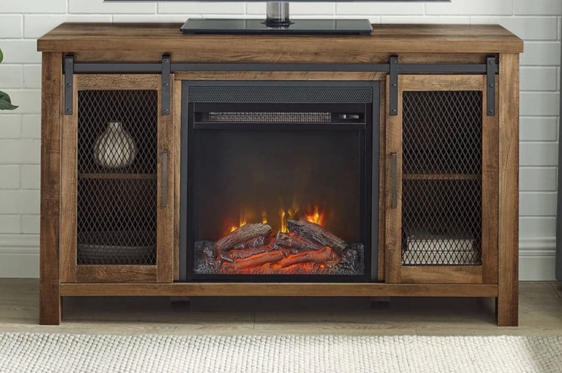 walker edison tv stand with fireplace