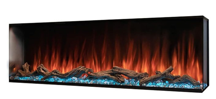 Premium electric fireplace for three-sided wall mount or built-in applications