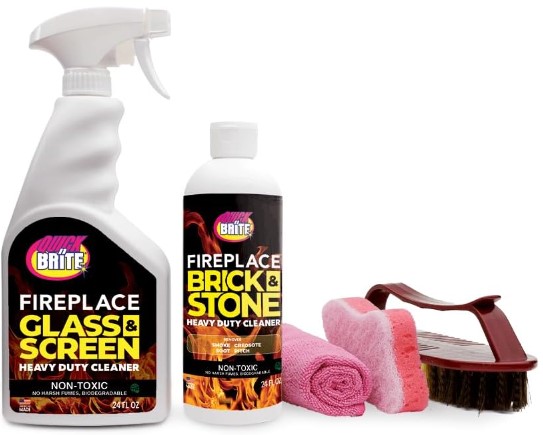 thumbnail image 2 of Quick N Brite Gel Fireplace Cleaner – 16 Oz With Scrub Brush – For Brick, Stone, Rock, Tile – Non-Toxic & Biodegradable 2 of 6