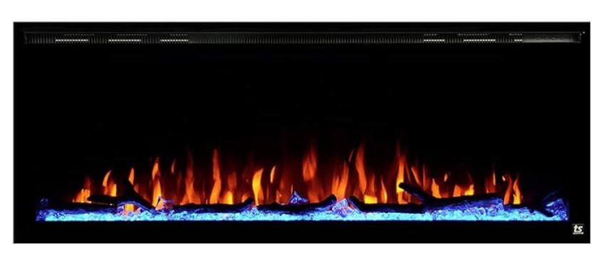 Sideline electric fireplace is designed for recessed in-wall mounting