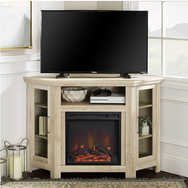 best corner tv stand with fireplace