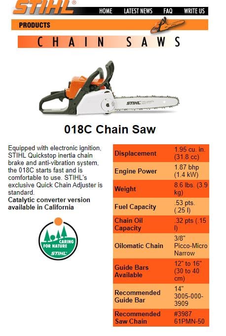 stihl 018 c chainsaw review
