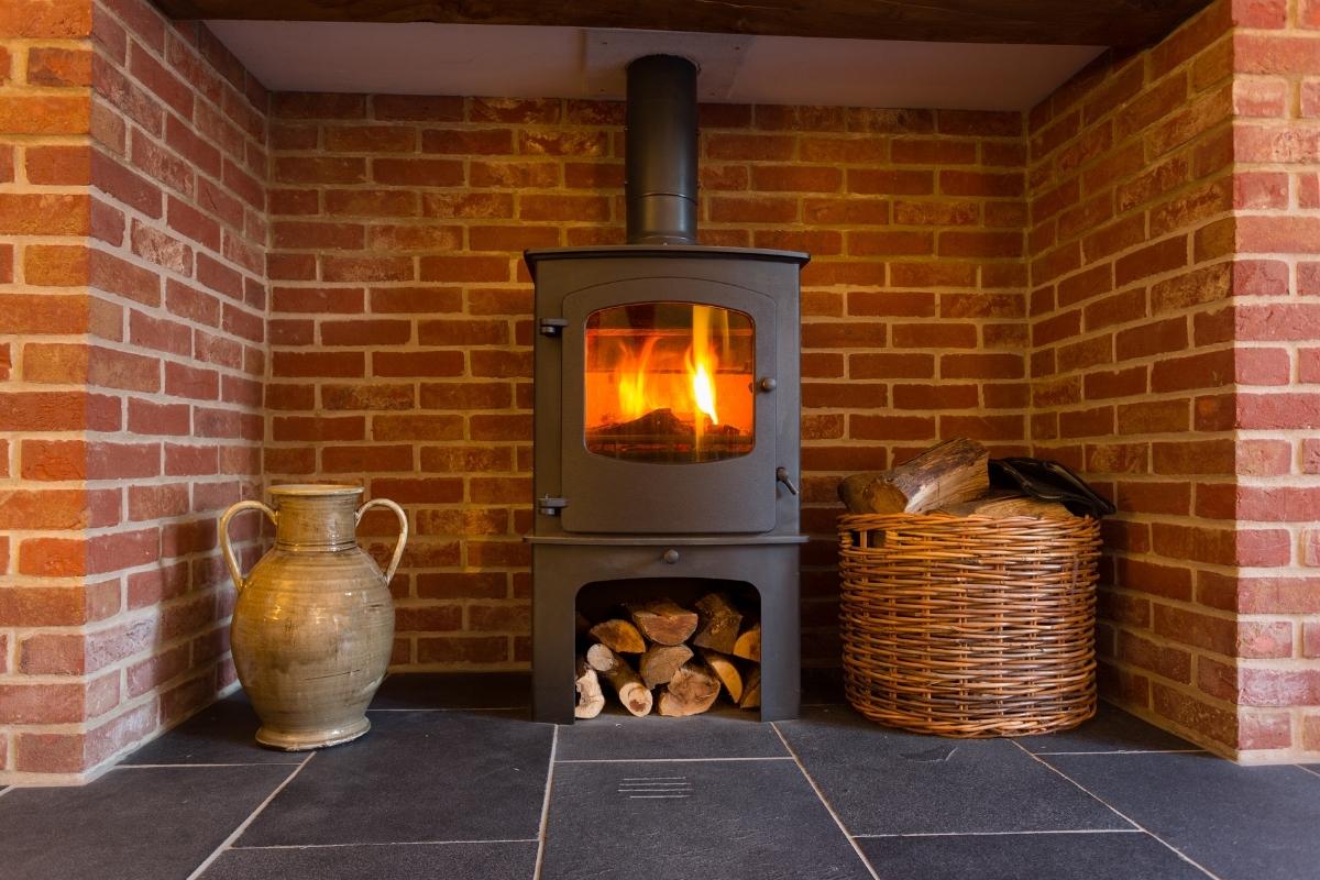 wood stove heat shield ideas