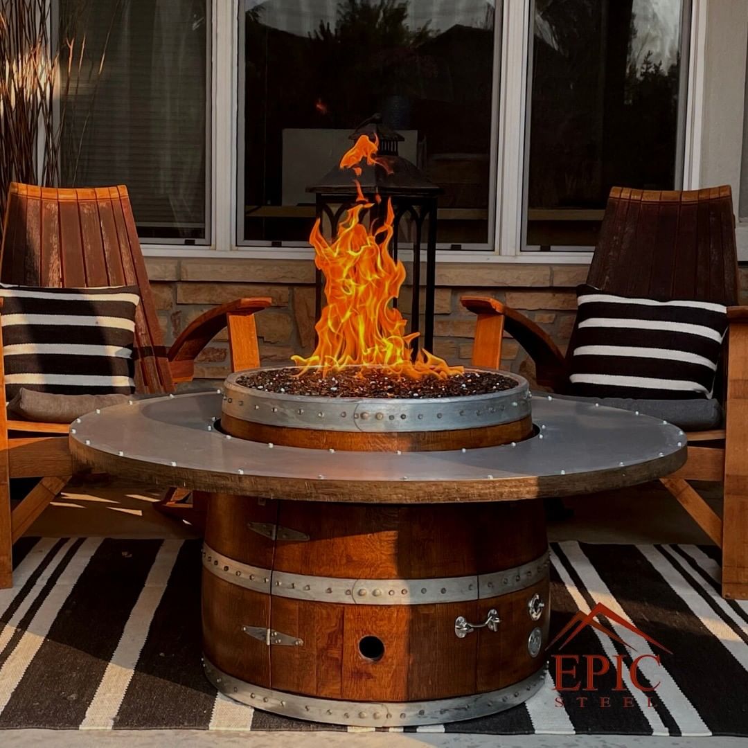 gas fire pit rustic style