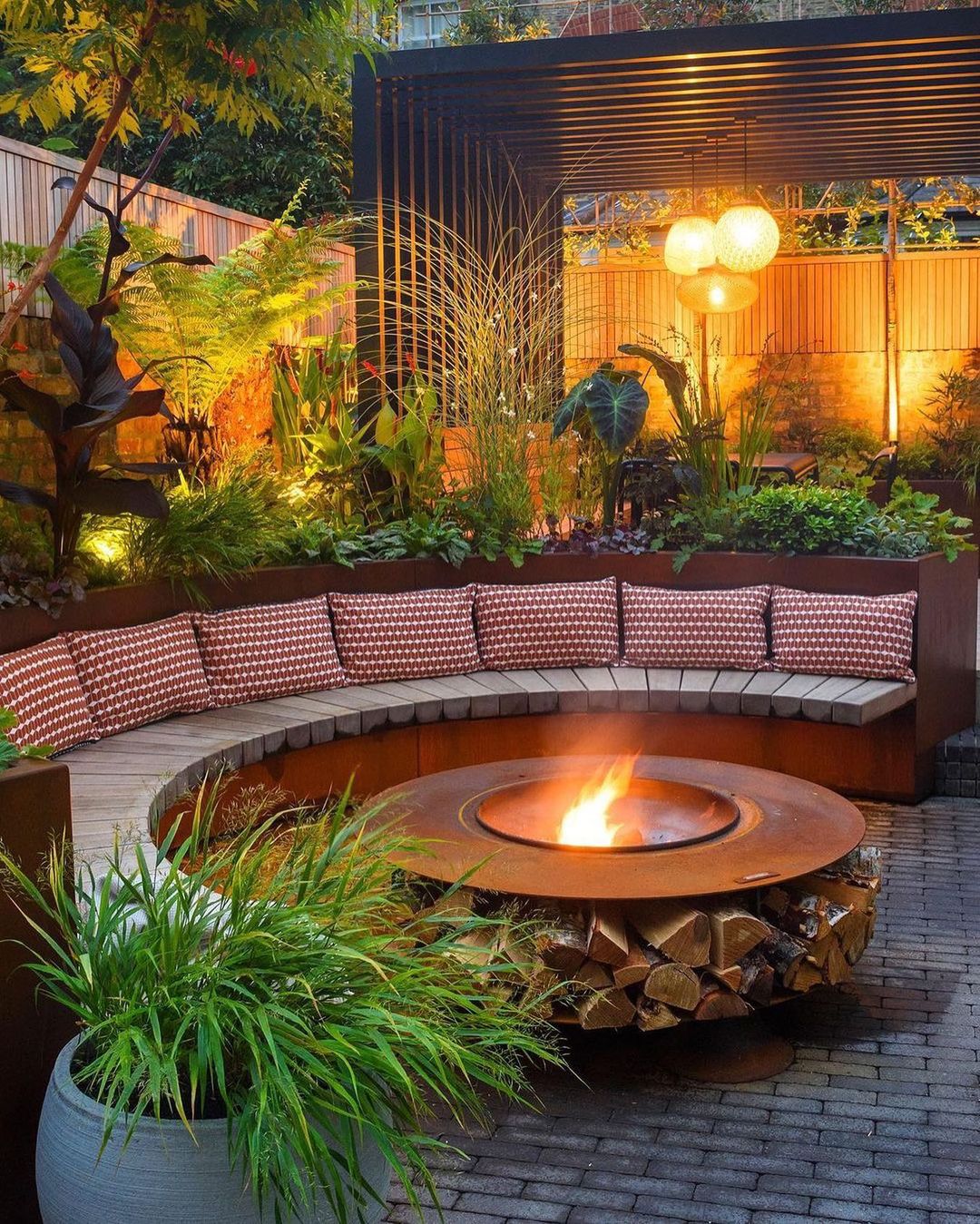 large rustic fire pit
