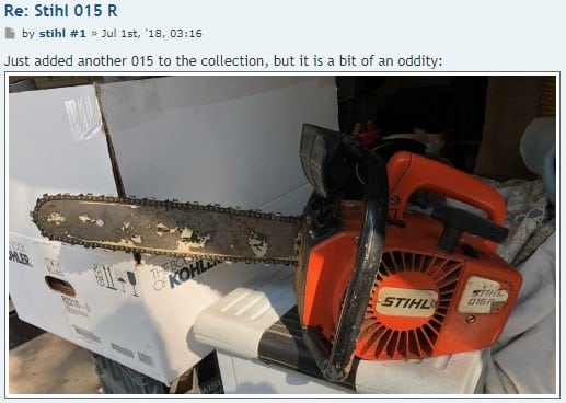 what does r mean on stihl 015