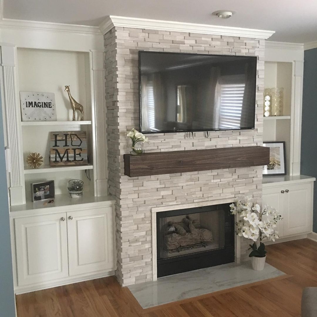 ideas for tiling fireplace farmhouse style