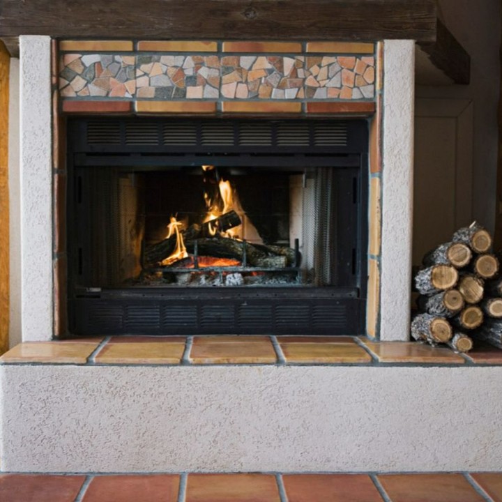 farhouse painted fireplace tiles