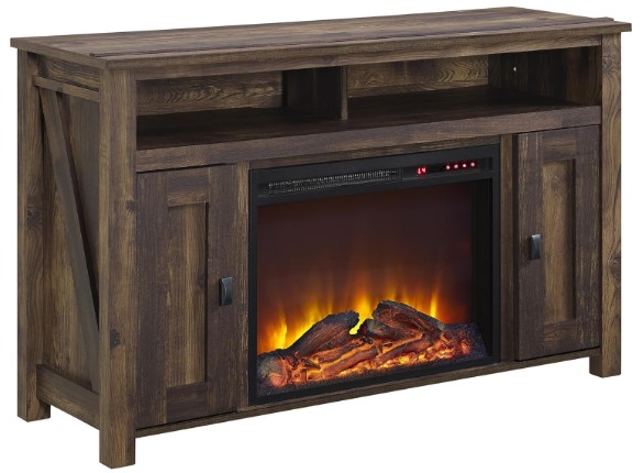 tv stand with realistic electric fireplace