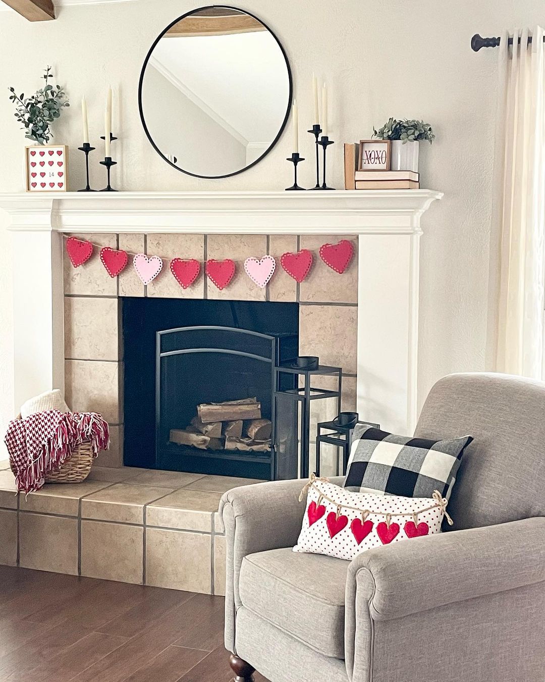 decorate fireplace for valentines day