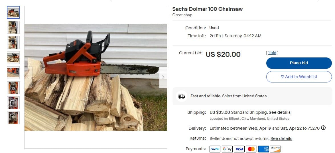 sachs dolmar 100 price ebay