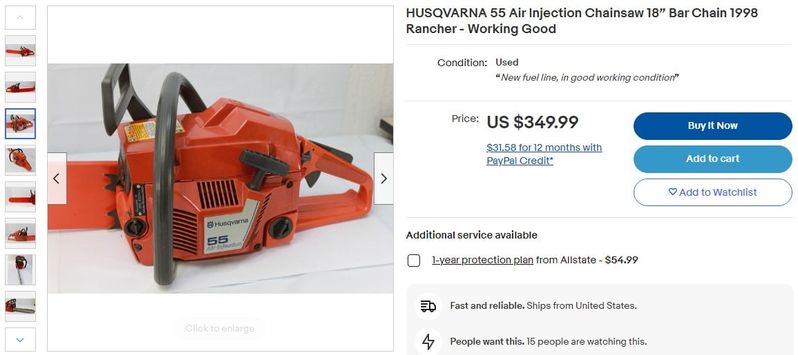 what is a husqvarna 55 chainsaw worth