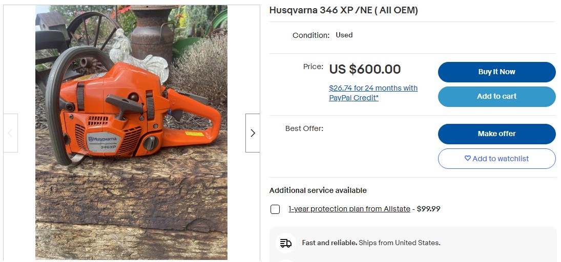 how much is a husqvarna 346 xp worth