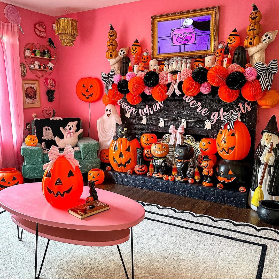 pumpkin decor fireplace decor