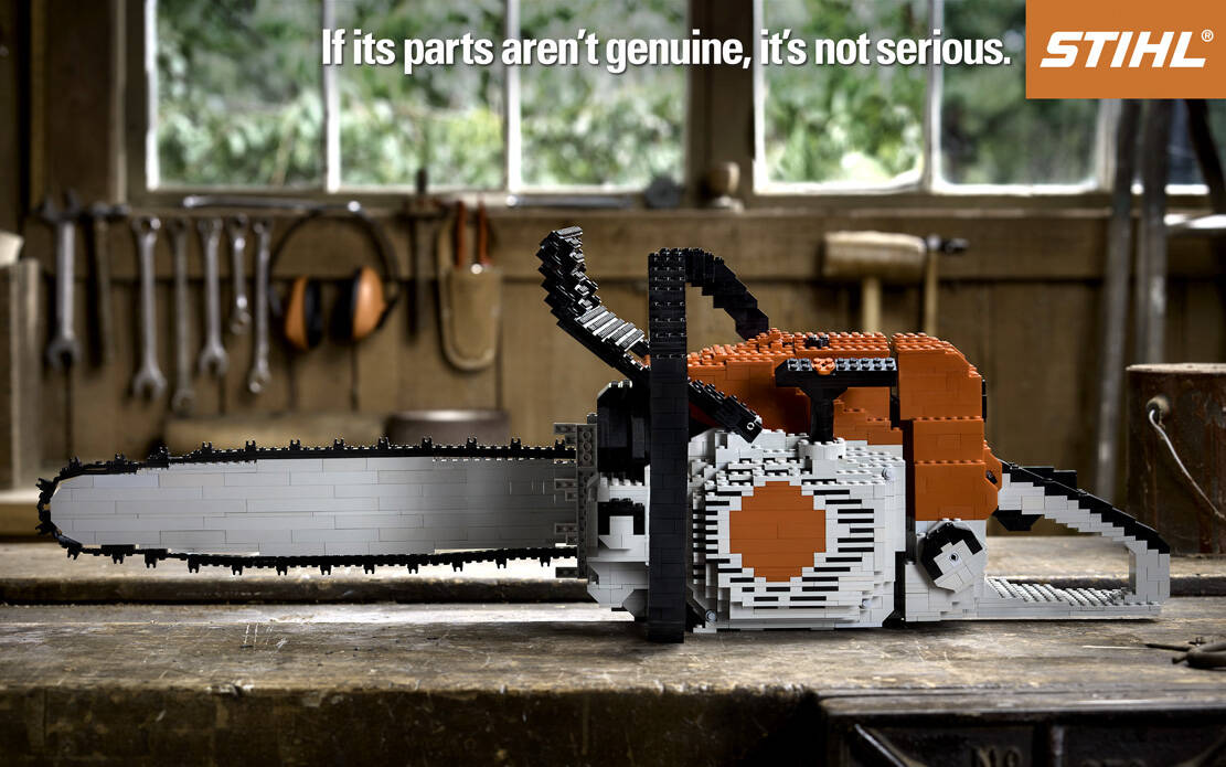 stihl marketing lego chainsaw ad