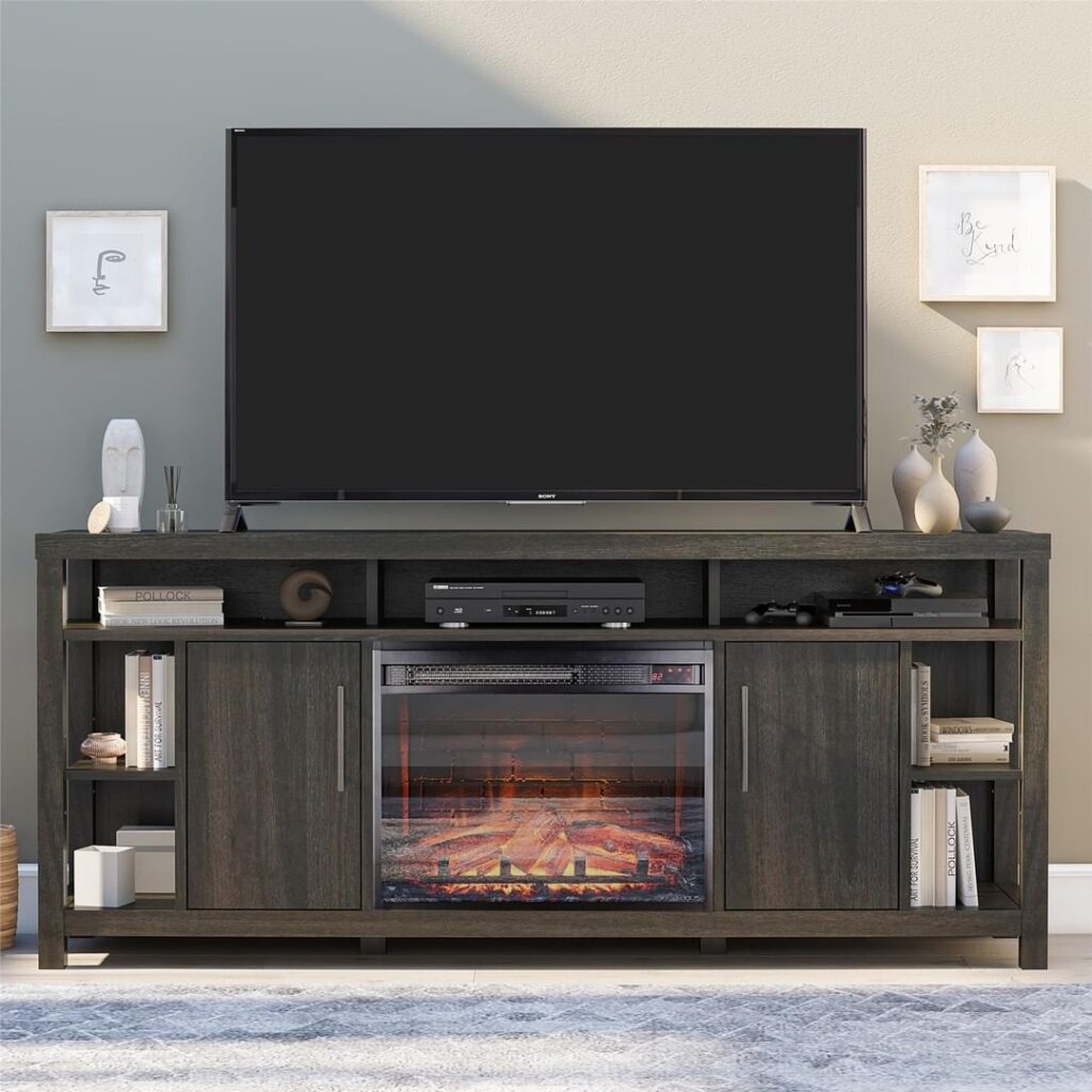 realistic electric fireplace tv stand