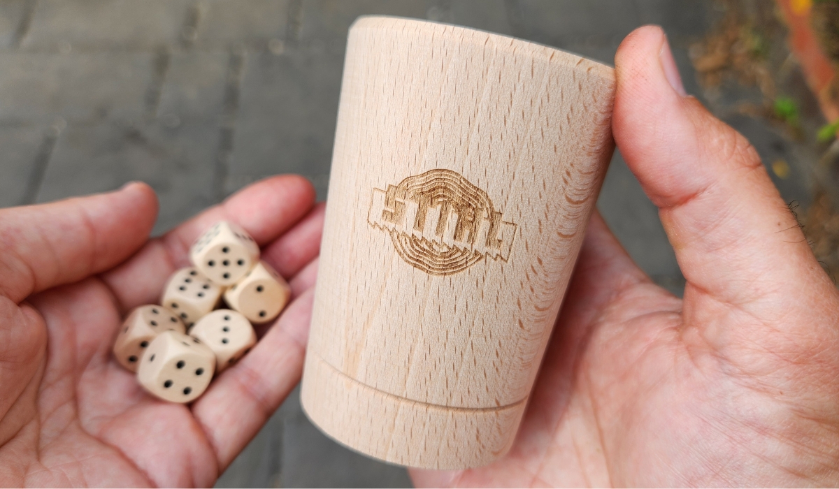stihl wooden cup and dice